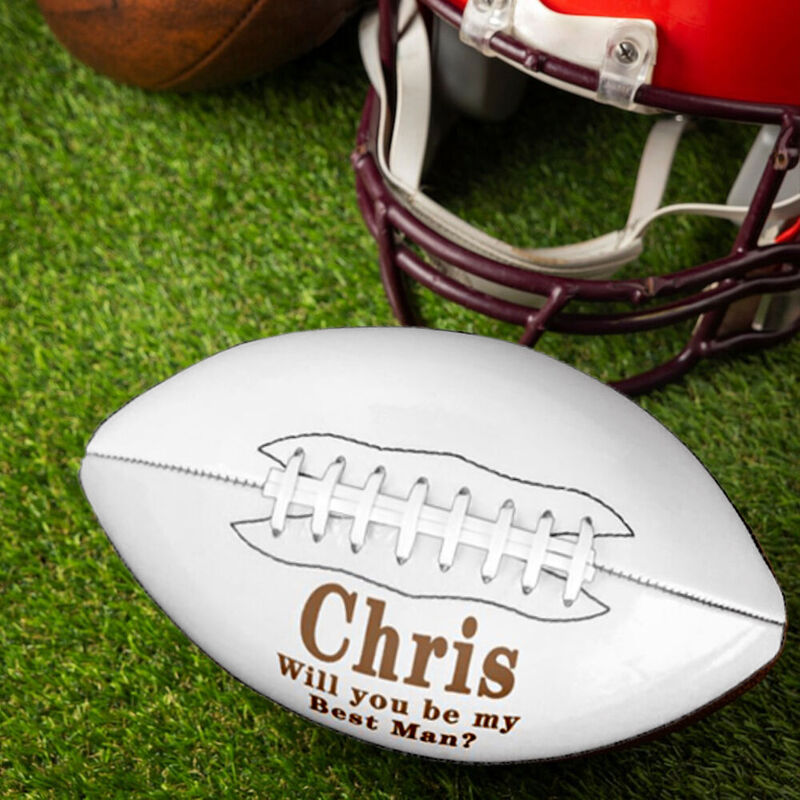 Ballon de rugby personnalisé avec nom et texte en cadeau pour le meilleur homme du mariage