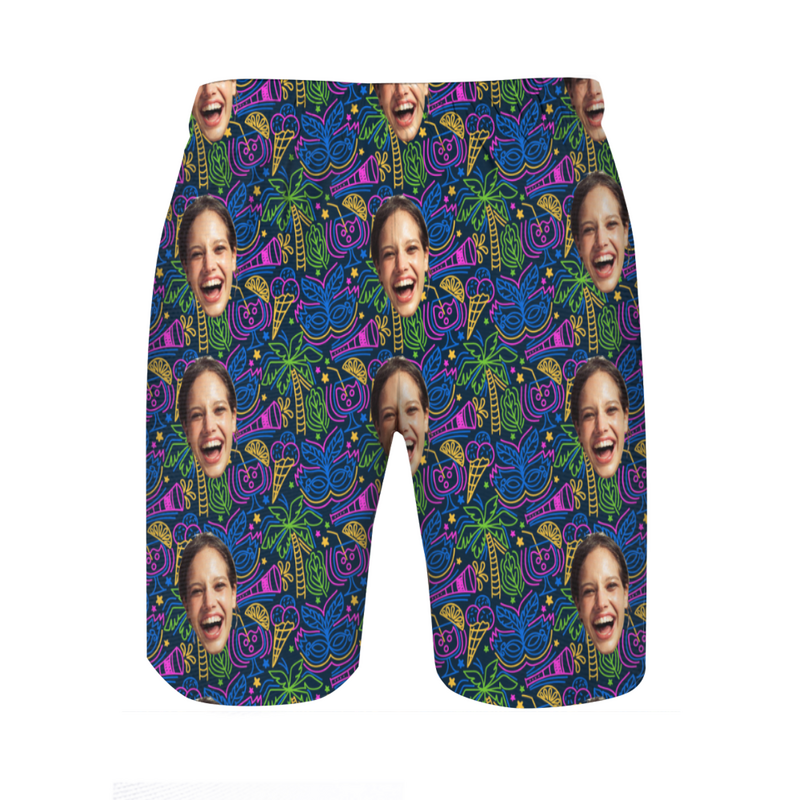 Personalized Picture Men's Beach Shorts Colorful Design Present for Family