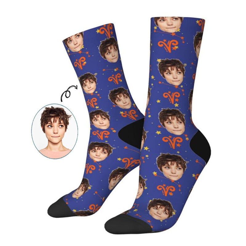 Personalized Face Socks Constellation Symbol Birthday Gift for Friends