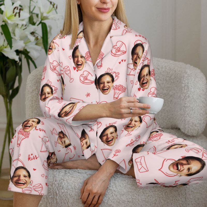 Personalisierte Pyjamas benutzerdefinierte Foto einfache niedliche kleine Muster Design Adorable Geschenk für Sie