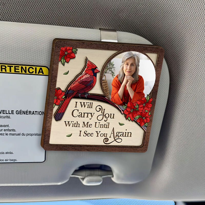 Customized Car Visor Clip with Red Bird Pattern as a Memorial Gift for Family Members