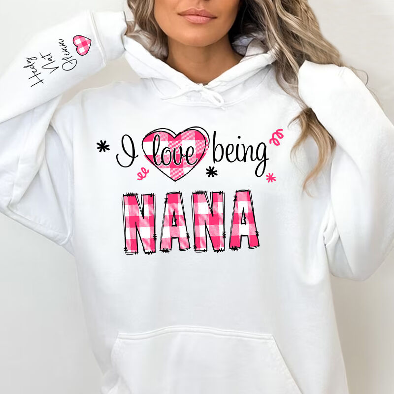 Personalized Hoodie I Love Being Mom Chic Plaid Pattern Design Attractive Mother's Day Gift