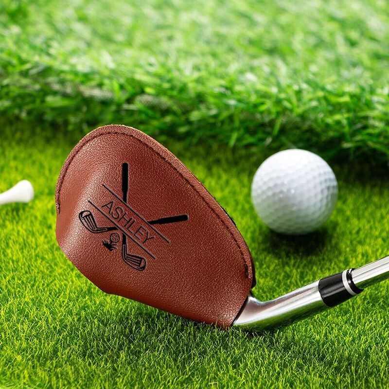 Housses personnalisées pour fers de golf avec nom gravé Housse imperméable en cuir PU pour clubs de golf pour golfeurs