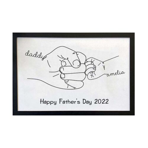Personalisierte Hand gezeichnete Vater & Sohn Kunst Bilderrahmen Geschenk für Vater