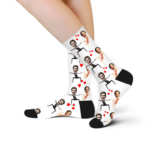 Individuelle Gesicht Bild Socken Bedrucken mit lustigen Formen für Ehepaar