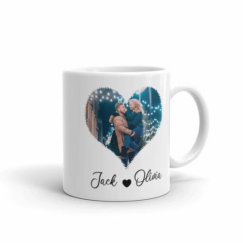 Personalized Couple Heart Custom Photo Mug