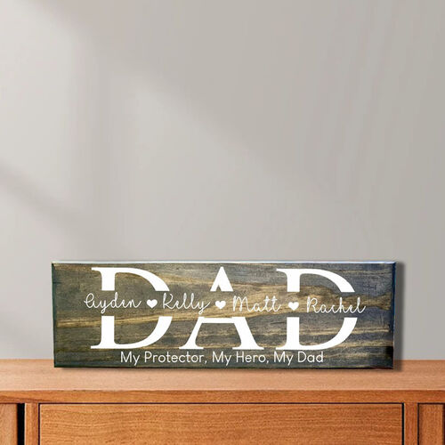 Custom Name Wooden Frame for Dad "My Hero,My Dad"