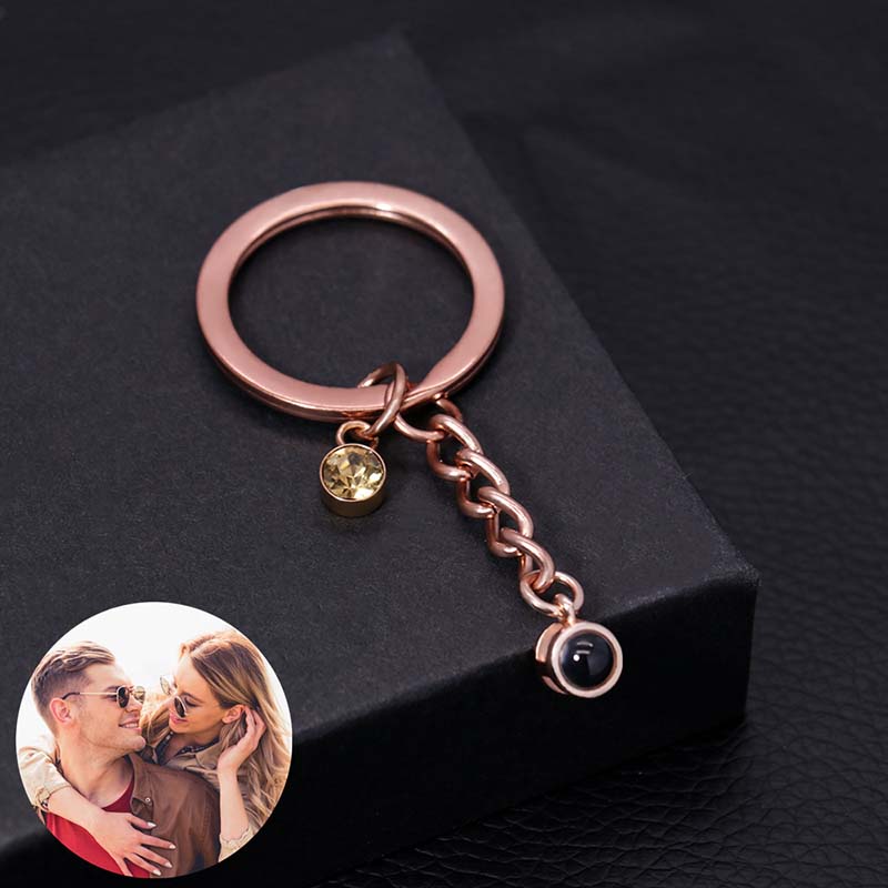 Llavero de proyección de piedra de nacimiento personalizado con foto