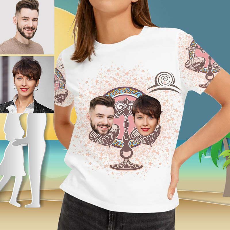 Custom Face Women's Hawaiian T Shirts For Fun Libra