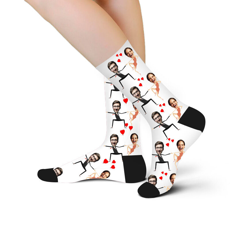 Calcetines Personalizados con Imagen de Rostro Impresos con Formas Divertidas para Pareja