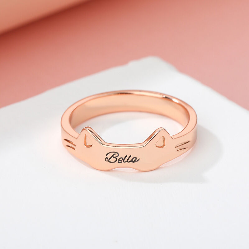 "Cat love" Personalized Cat Name Ring