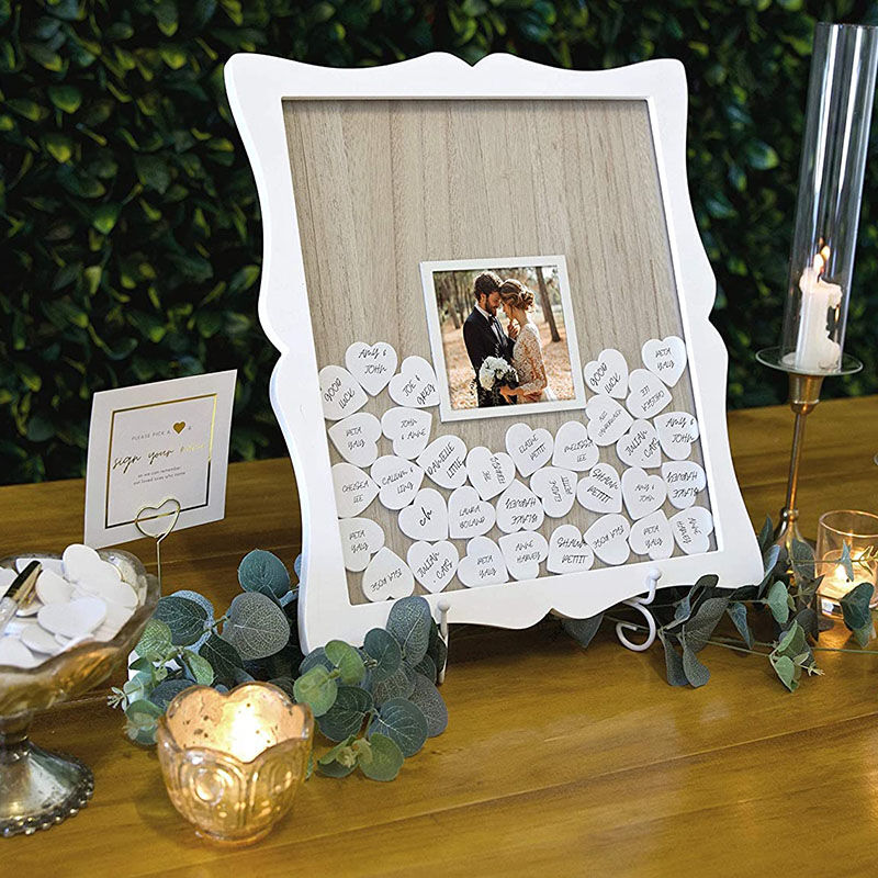 Personalized Picture Square Rustic Wooden Guest Book Gift for Wedding