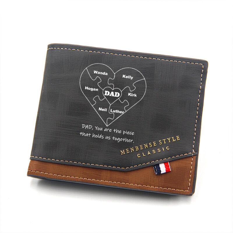 Personalized Heart Name Puzzle Men's Wallet Father's Day Gift