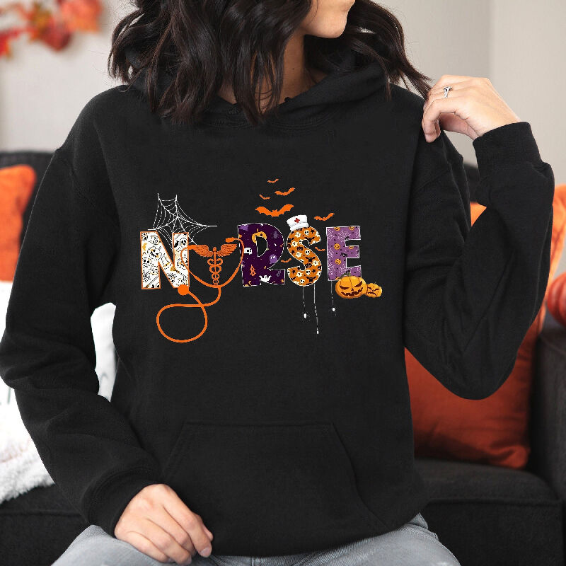 Simple Style Hoodie with Stethoscope Pattern Spooky Halloween Present
