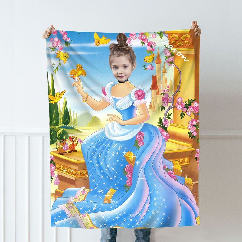 Personalized Photo Blanket With Girl In Beautiful Dress And Bird Christmas Gift