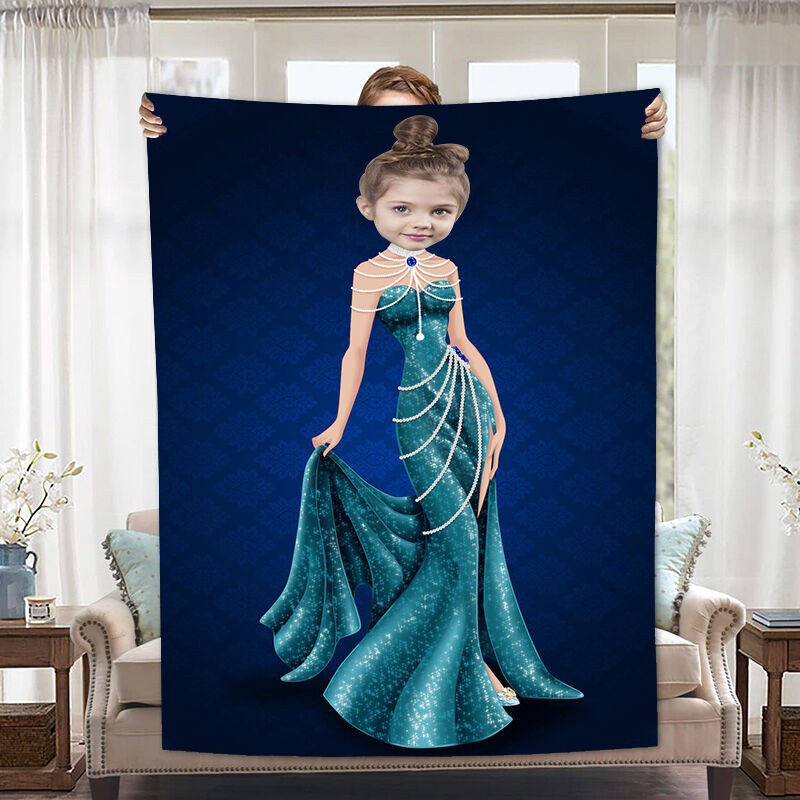 Personalized Photo Blanket With Girl In Gorgeous Dress Christmas Gift For Kids