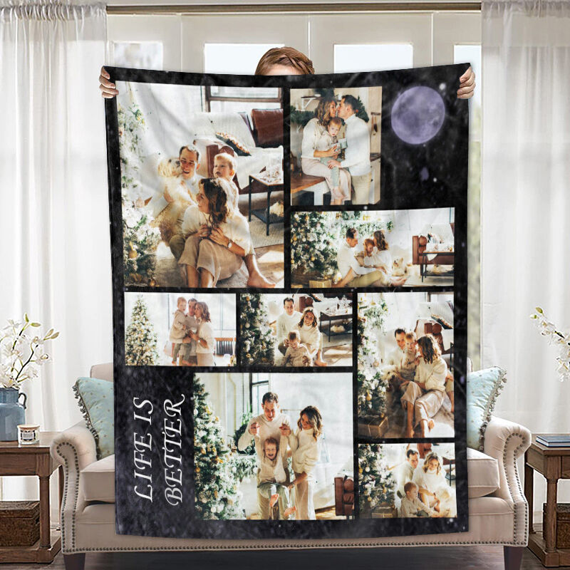 Personalized Picture Blanket Sweet And Creative Gift for Couple "Life Is Better"