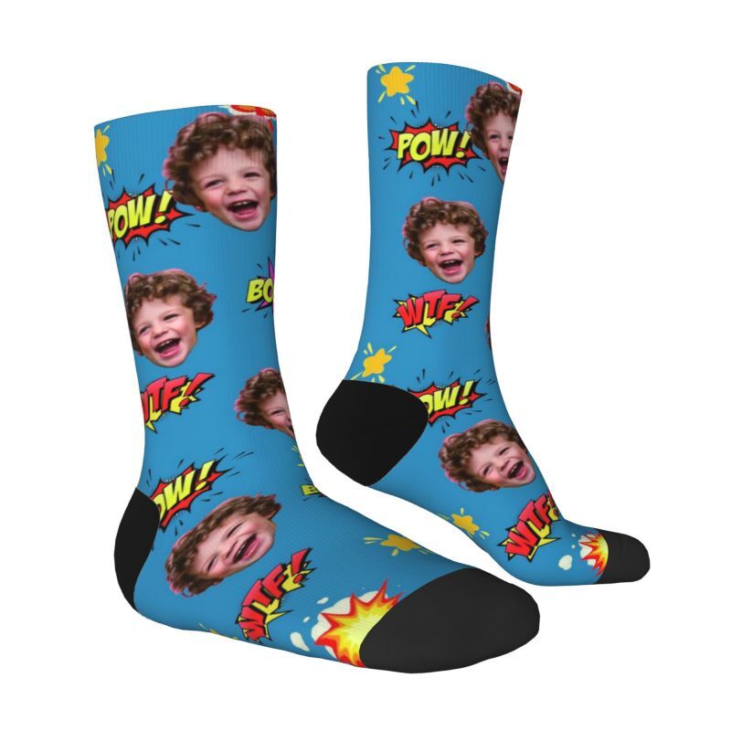 Custom Photo Socks Add Comic Text Comfort Socks