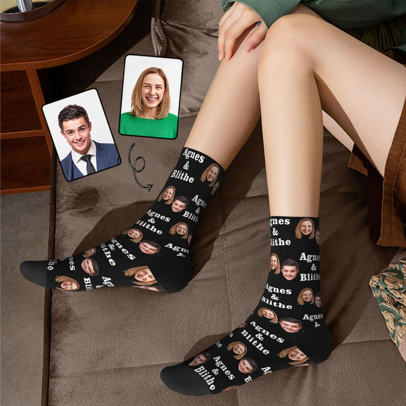 Personalized Face Socks Can be Added with Photos and Text as a Gift for Couples