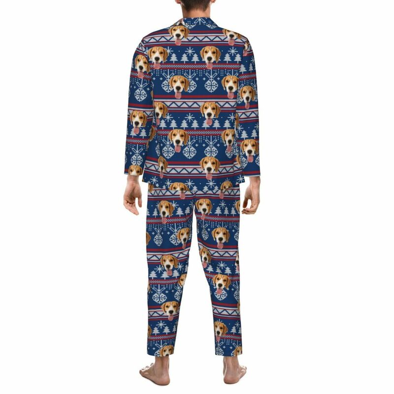 Personalisierte Pyjamas mit individuellem Foto Glocke Weihnachtsbaum Festliche Atmosphäre Design Perfektes Geschenk für die Familie