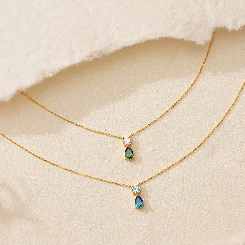 Gepersonaliseerde Tweeling Geboortesteen Ketting Geweldig Cadeau Voor Valentijnsdag
