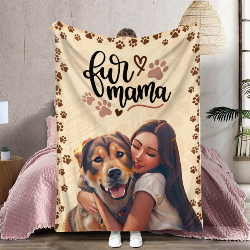 Manta con imagen personalizada con estampado de huellas de patas, bonito regalo para mamá mascota