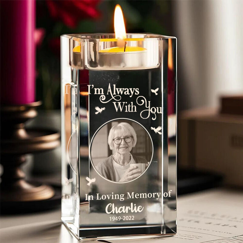 Bougeoir personnalisé en cristal avec photo Cadeau de Noël pour les personnes aimées