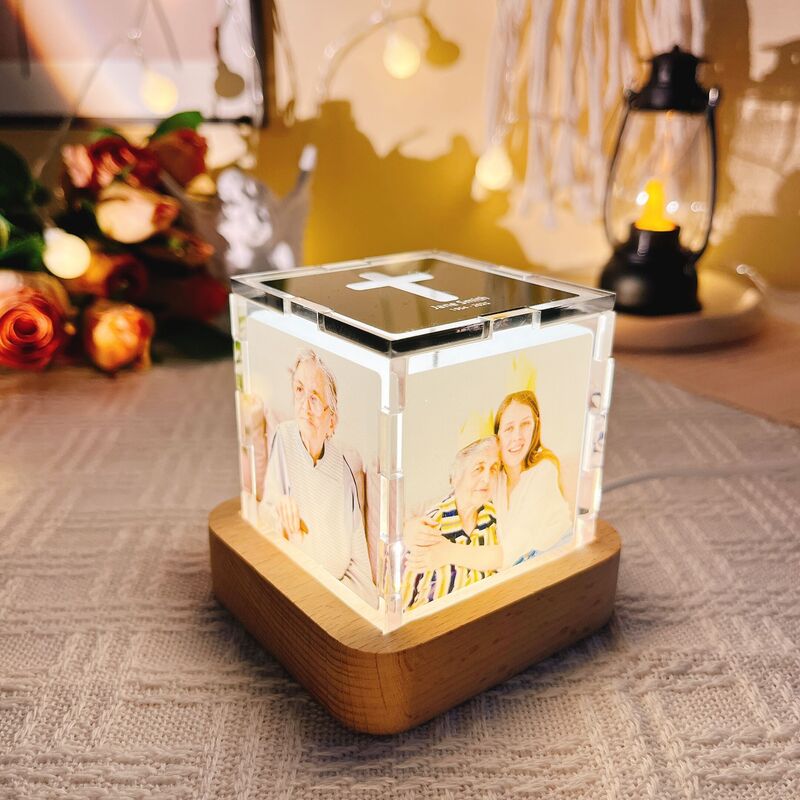 Personalized Name Acrylic Magic Cube Lamp with Cross Pattern Great Gift for Your Family