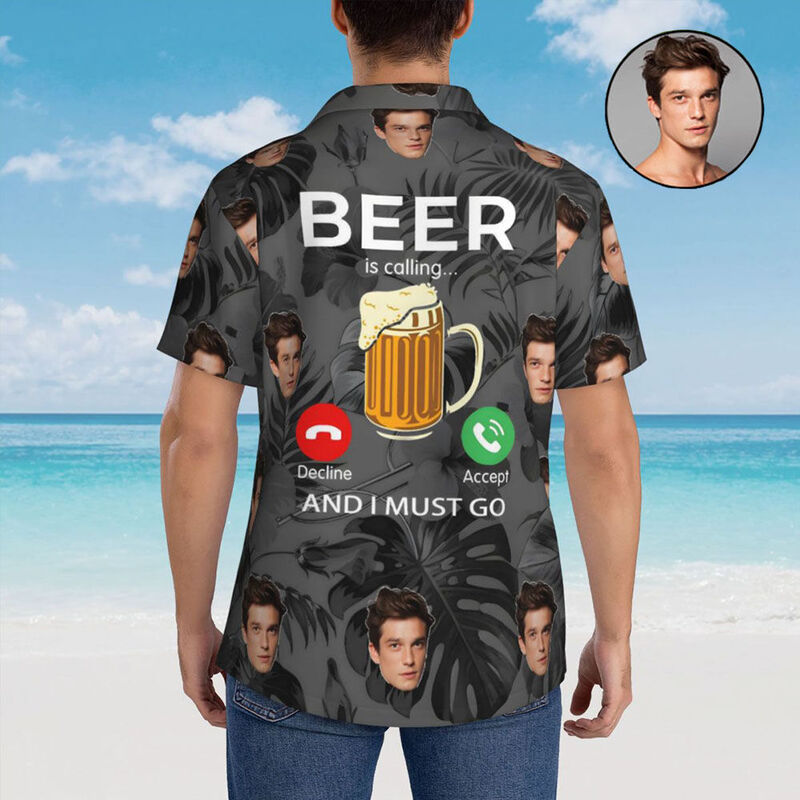Personalized Hawaiian Shirt Funny Alcoholic Casual Beach Short Sleeve for Men