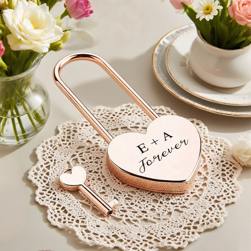 Personalized Heart Lock Love Padlock Custom Initials Design Commitment Gift for Couples