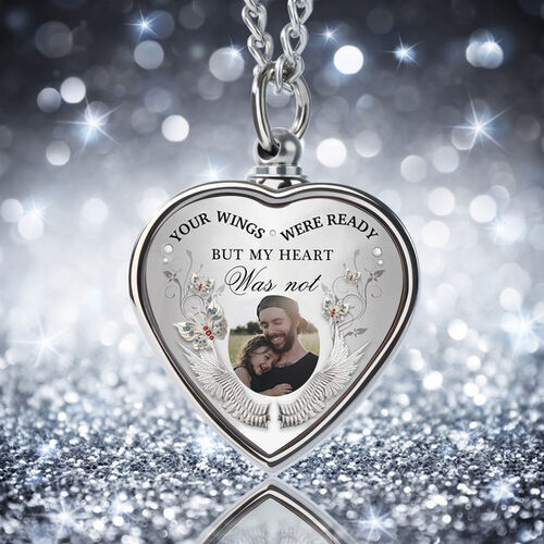 Custom Picture Memorial Urn Necklace Forever Love In Heart