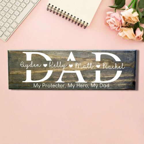 Custom Name Wooden Frame for Dad "My Hero,My Dad"