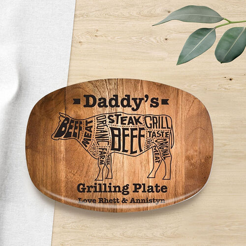 Custom Text Plate with a Cow Pattern Funny Present for Father's Day