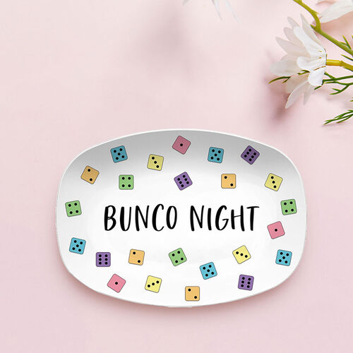 Personalized Text Plate with Colorful Dice Pattern for Friend