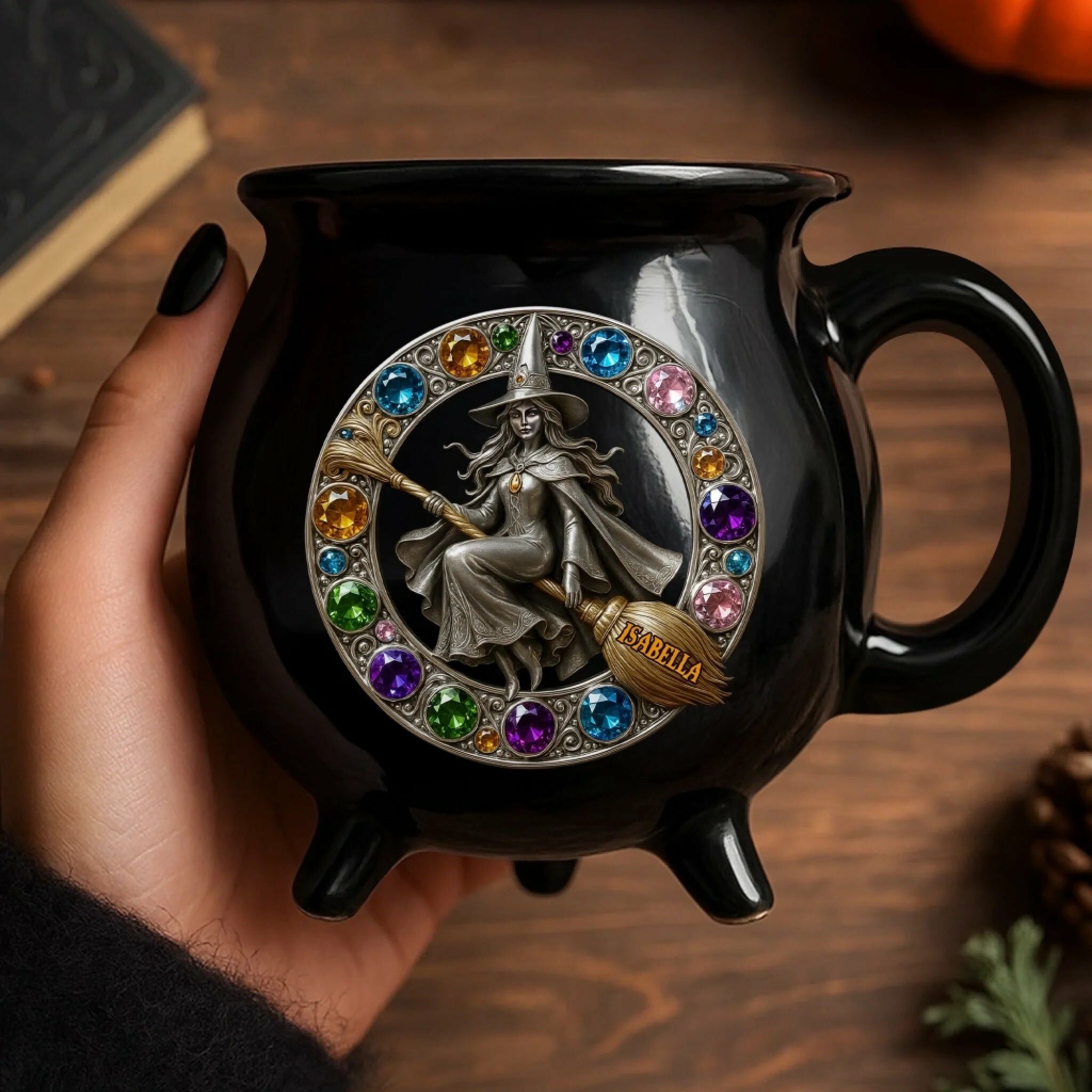 Personalized Witch Cauldron Coffee Mug with Name Custom Halloween Gift for Girls