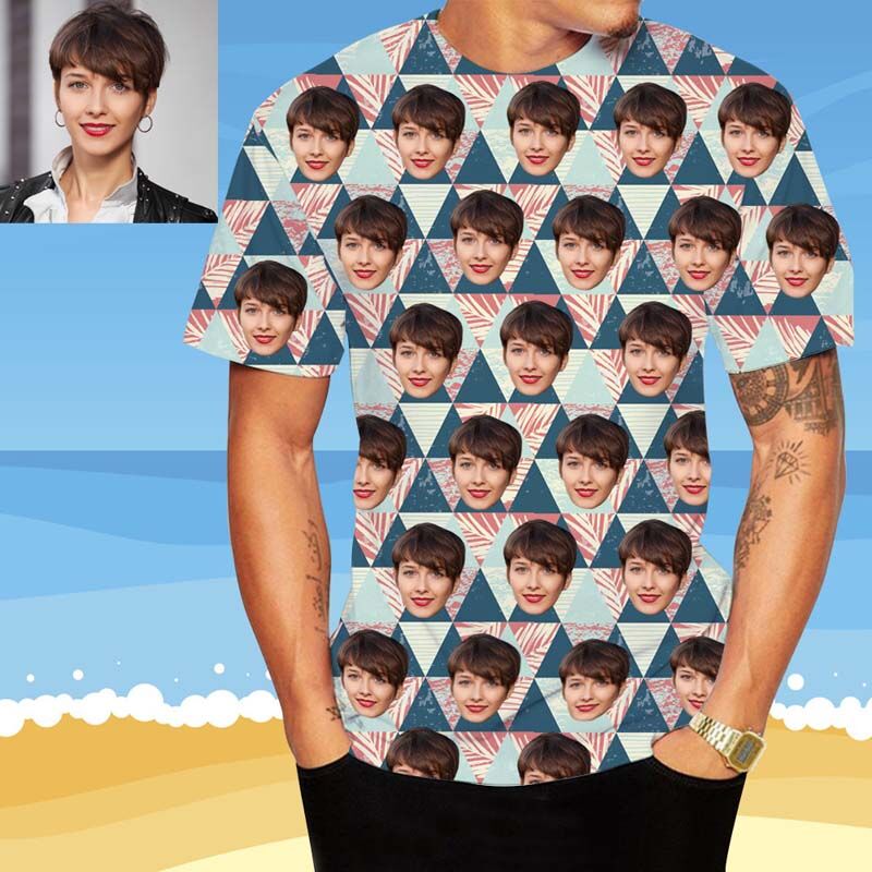 T-shirt hawaïen personnalisé pour homme avec motif de triangle