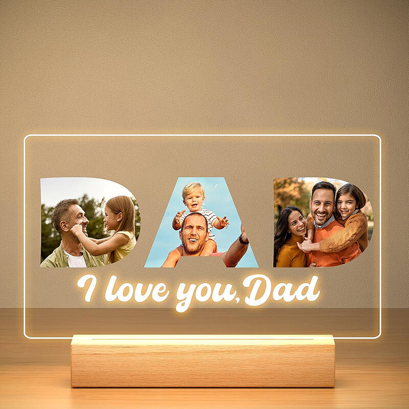 Personalized Picture Night Light with Custom Text Simple Present for Dad