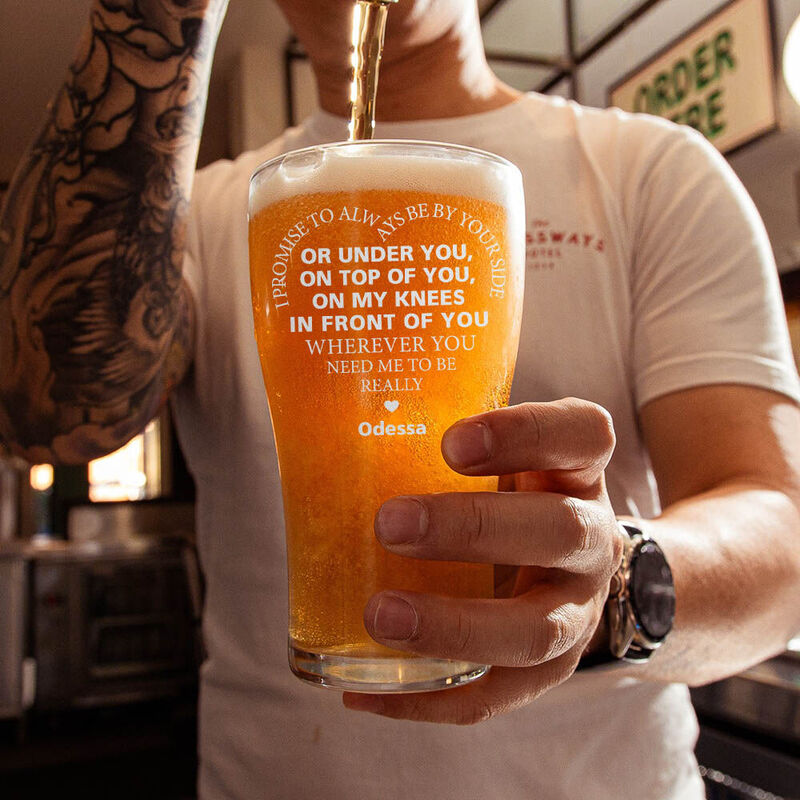 Personalized Name Beer Glass Special Gift for Your Love "I Promise To Always Be By Your Side"