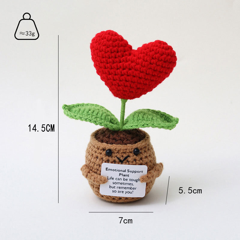 Handmade Crochet Emotional Support Plant Positive Doll Precious Gift for Best Friend