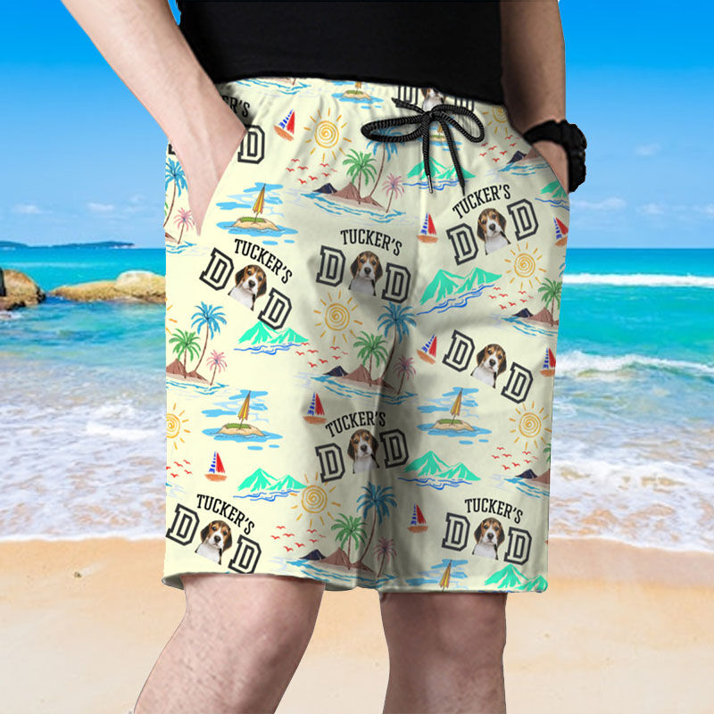 Pantaloncini da spiaggia da uomo personalizzati con foto e motivo a sole Regalo interessante per papà