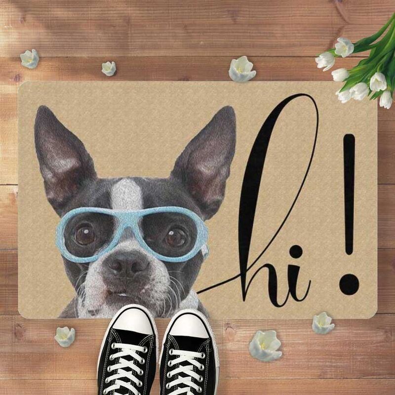 "Say Hi"  Custom Pet Photo Face Floor Mat
