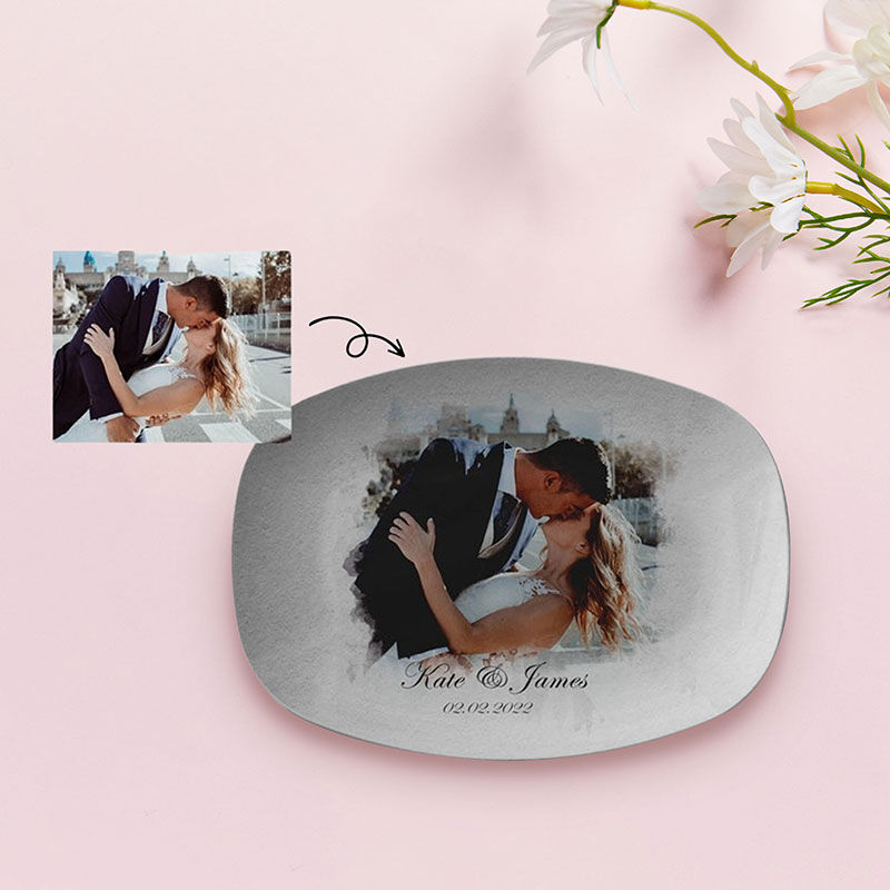 Custom Name and Picture Plate Precious Gift for Couples