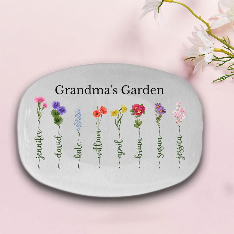 Personalized Birthflower And Name Plate Fantastic Pressent for Grandmother