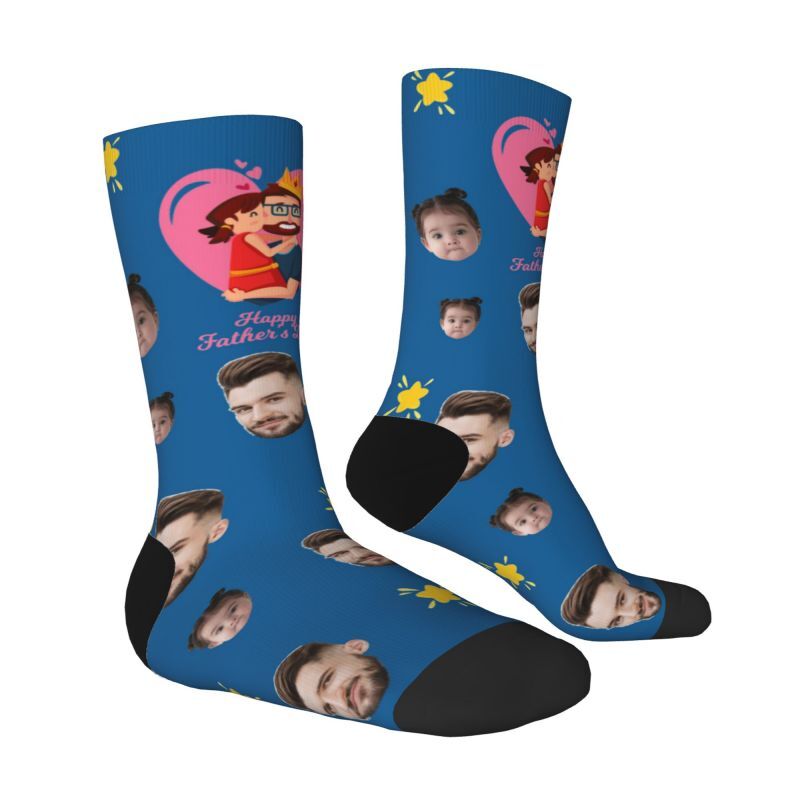 Customizable Face Socks Add 2 Photo Father's Day Gift
