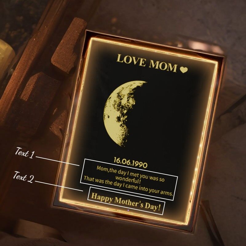 Personalized Moon Phase Photo Mirror Lamp Interesting Present for Family