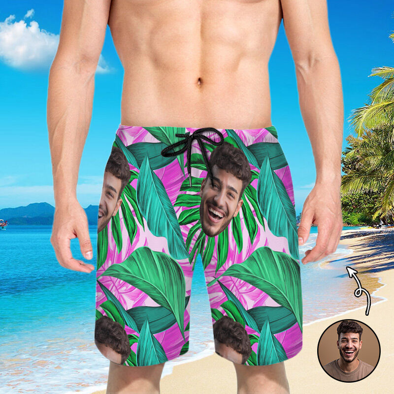 Personalized Picture Men's Beach Shorts Abstract Gift for Papa