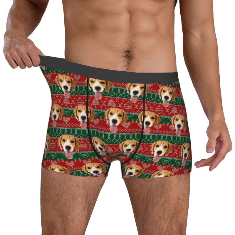 Personalisierte Foto-Männer-Unterwäsche Boxer Shorts mit Baum-Muster Einzigartiges Geschenk zu Weihnachten