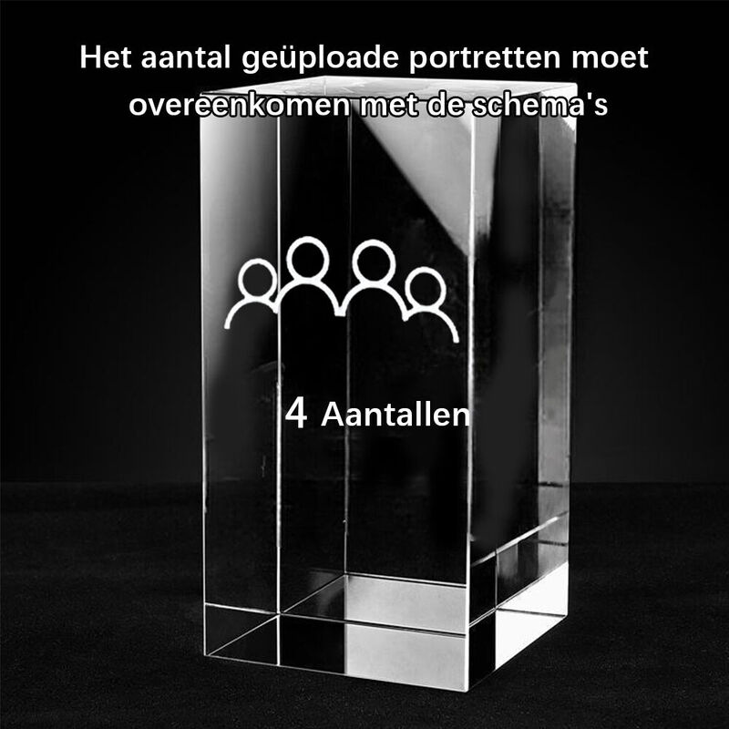 Aangepaste 3D-kristal foto kubus Keepsake familieportret kristal ornamenten voor vaderdag