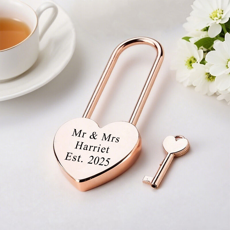 Personalized Heart Lock Love Padlock Custom Last Name Design Perfect Anniversary Gift for Couples