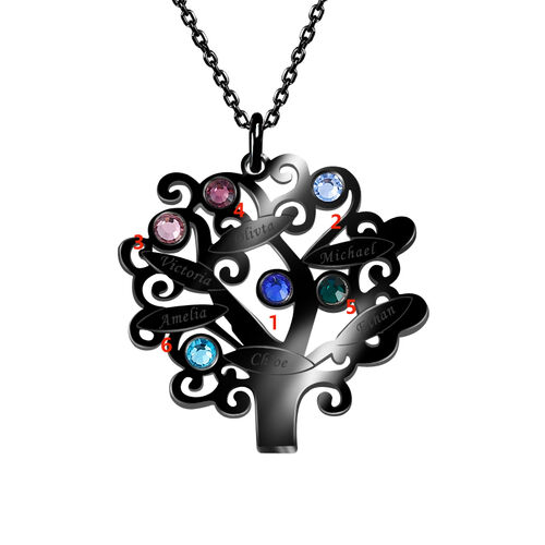 "Baum des Lebens" personalisierte Halskette mit Geburtsstein